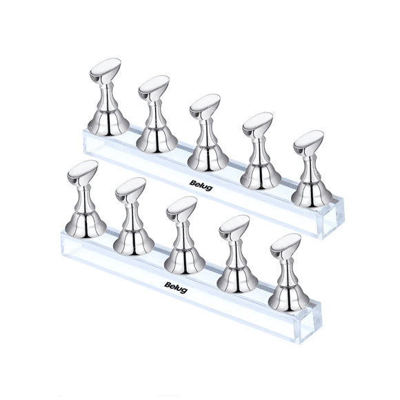 Muestrario Uñas Dedo Practica Soporte De Uñas Magnético 2kit Belug Plateado