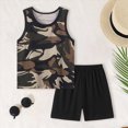 thumbnail image 2 of TOWED22 Baby Toddler Boy Clothing 2pcs Summer Sleeveless Tee Tank + Cute Graphic Pocket Shorts Lightweight Outfits Set(Brown,5-6 Y), 2 of 8