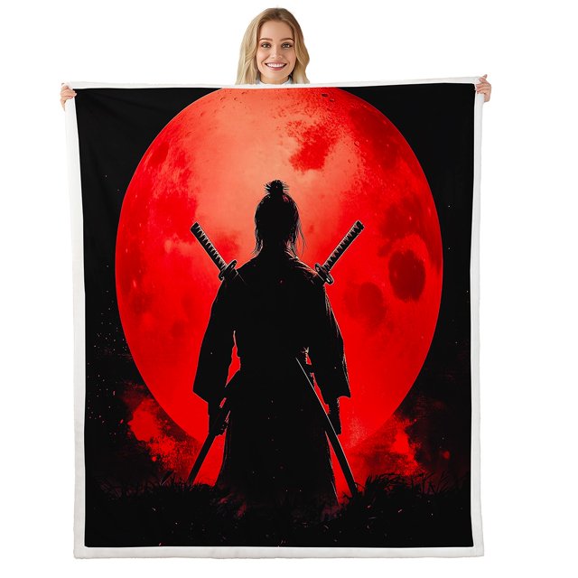 Erosebridal Hokusai Samurai Fleece Blanket 40x50 For Teens,Anime Theme Sherpa Throw,Japanese Style Decoration