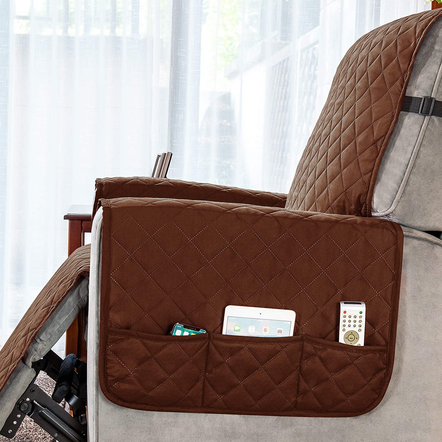 Subrtex Reversible 1-Piece Quilted Recliner Chair Cover, Small, Chocolate