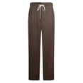 thumbnail image 5 of Dark Brown Vertical Stripes Winter Female Pants Flannel High Waist Women Pants Lady Warm Straight Leg Plush Trousers, 5 of 7