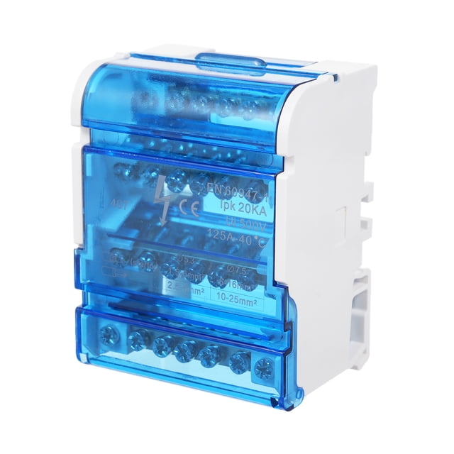 Terminal Block Junction Box 4-Level Single Phase Junction Case 407 Terminal Distribution Box Din Rail Terminal Case with Transparent Cover Distribution Protection Box