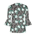 thumbnail image 4 of T-Shirt à Manches Courtes à Col en V à Imprimé Floral pour Femmes Coffee L, 4 of 5