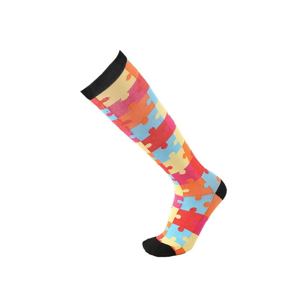 Calcetines de compresión Qarigey hasta la rodilla estampado de rompecabezas/S/M
