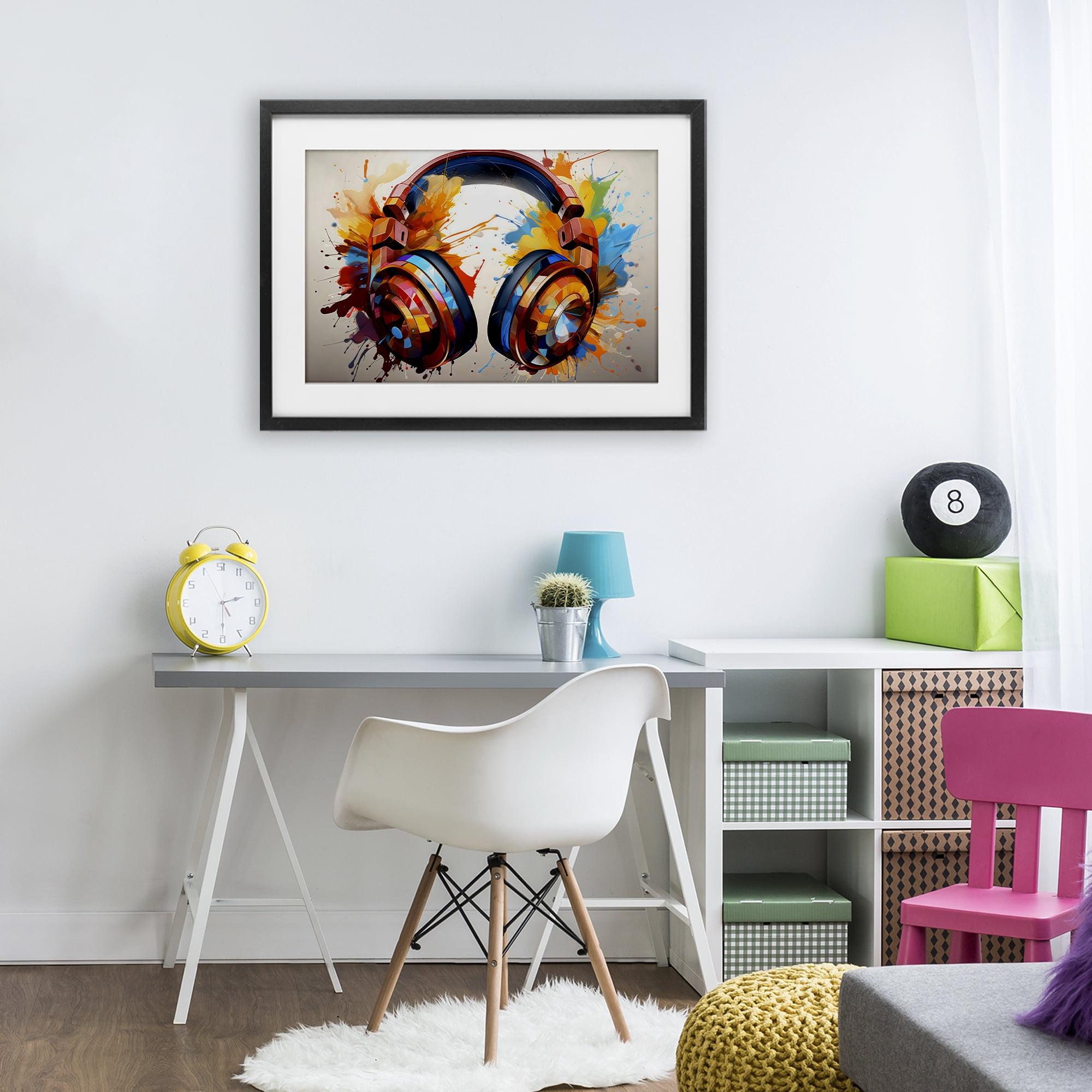 Stupell Industries Music In Color Splatter Black Framed Print Under Glass, design by Creative Studio