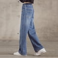 thumbnail image 4 of Dakiuu Jeans for Girls Baggy Slim Fit Straight Leg Elastic High Waisted Stretchy Denim Pants Distressed Boyfriend Skater Streetwear Trousers Juniors Toddler Kids Clothes 2-13Y, 4 of 9
