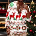 thumbnail image 2 of Mens Golf Polo Shirts Christmas Printed Pixel Snowflake Deer Theme Button Up Long Sleeve Mens Button Down Shirt,Watermelon Red,2XL, 2 of 4