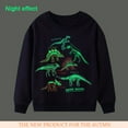 thumbnail image 4 of URMAGIC 2-7 Years Toddler Boy Crewneck Sweatshirt Glow in The Dark Dinosaur Shirts Long Sleeve Cartoon Solid Cotton Pullover Tops for Kids, 4 of 8