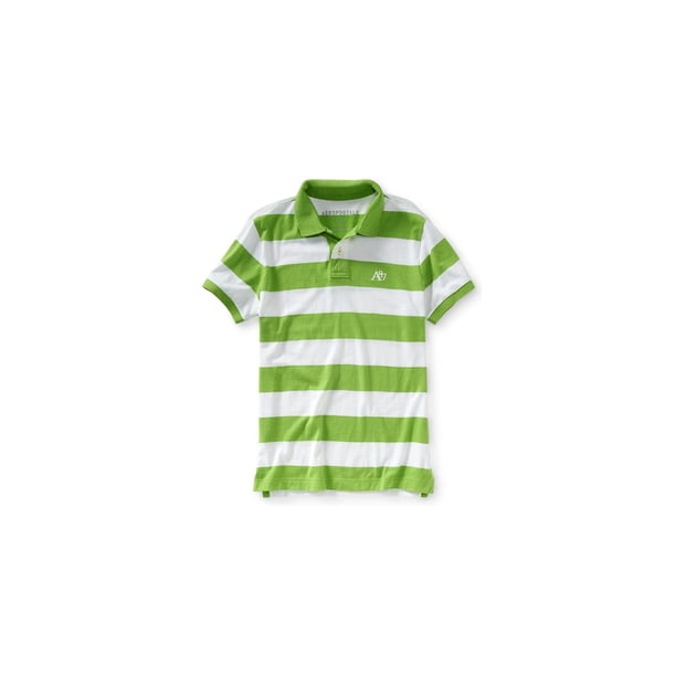 Aeropostale Mens Striped A87 Rugby Polo Shirt, Verde, Small Aeropostale polo, rugbi