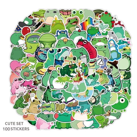 HEIBIN 100pcs Frog Stickers Cute Aesthetic Vinyl Waterproof Sticker for ...