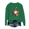 thumbnail image 6 of Women's Casual Crew Neck Christmas Sweatshirt Loose Soft Long Sleeve Pullover Tops Green L, 6 of 6