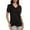 Black, variant on Womens Dressy Casual Tops Swiss Dot Sheer Puff Short Lace Sleeve V Neck Shirts Blouse