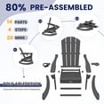thumbnail image 4 of KINGYES Adirondack Rocking Chair Set of 2 with Retractable Ottoman and Cup Holders, HDPE Adirondack Rocker, Patio Rocking Chair for Porch, Patio, Grey, 4 of 9