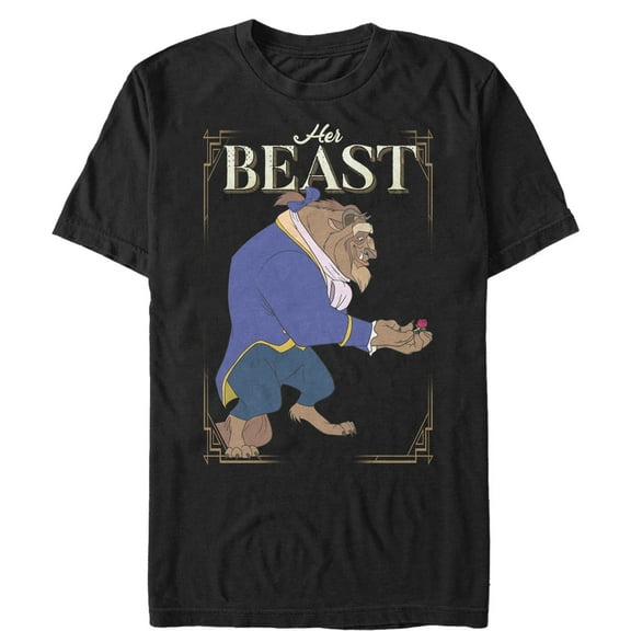 Men's Beauty and the Beast Her Beast Graphic Tee Black 2X Large