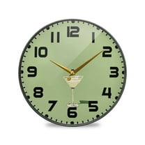 Yayeee Wall Clock for Living Room 9.5 inch Battery Operated Round with Holder, Light Green Martini