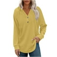 thumbnail image 5 of Hoodies for Women Trendy Button V Neck Fleece Sweatshirt Long SLeeve Casual Loose Pullover Tops Fall Fashion Shirts, 5 of 6