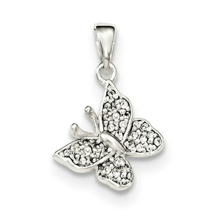 Mia Diamonds - 925 Sterling Silver Cubic Zirconia Butterfly Pendant ...