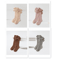 thumbnail image 1 of Komoo Baby Girls High Knee Knitted Socks Bow Ruffle Lace Long Stockings Newborn Flannel Woolen Stockings, 1 of 1