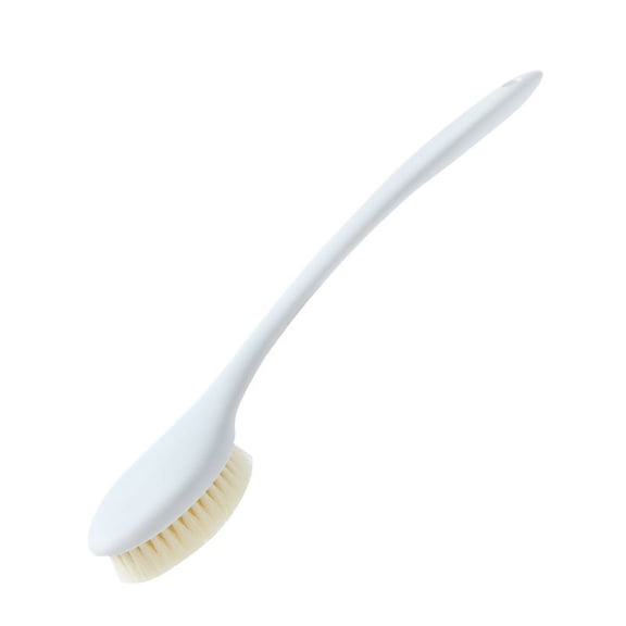 LIERTOUR Long Handle Bath Brush, Soft Bristle Shower Scrubber for Back Exfoliating And Skin Cleaning to Reach Hard Spots in Bathroom Spa Body Wash White