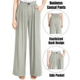thumbnail image 5 of Liher Pants for Women High Waist Straight Leg Pant Business Office Wide Leg Trousers Casual Loose Flare Bell Bottoms Gray Pull On Pants with Pocket Clothes Size L, 5 of 5