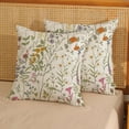thumbnail image 2 of Sage Green Pillow Covers 18x18 Inch Set of 2, Wildflowers Flower Plant Throw Pillows Spring Farmhouse Decor Summer Decorations Floral Pillowcase Square Outdoor Cushion Case for Couch Home, 2 of 6