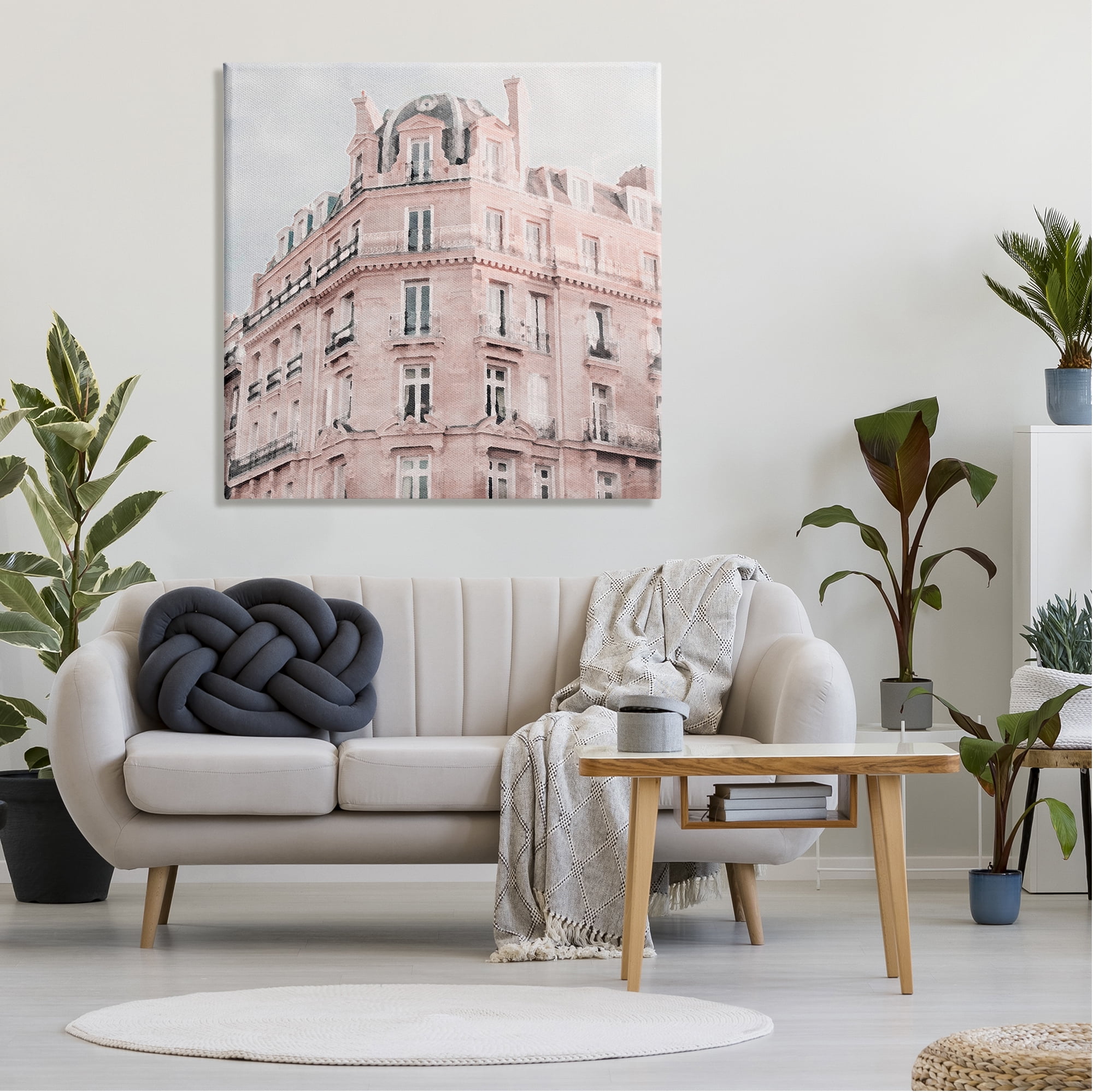 Stupell Industries Pastel City Building Travel & Places Painting Gallery Wrapped Canvas Print Wall Art, 36 x 36