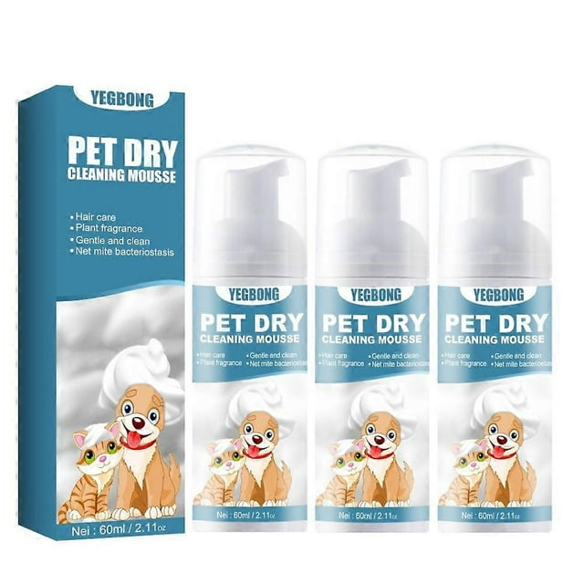 3X Waterless Cat Shampoo No Rinse Dogs Cats Cleaning Mousse Pet Grooming Supplies for Safe Bathless Cleaning Odor Eliminator
