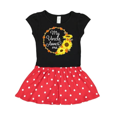 

Inktastic My Uncle Loves Me with Sunflower Wreath Gift Toddler Girl Dress