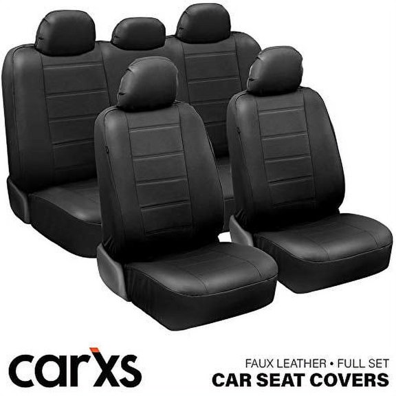 BDK carXS Black, Faux Leather, Front Back Seat Covers