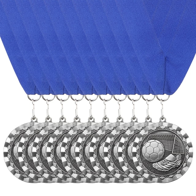 Uxcell Football Events Sneakers Embossing Award Medals with Ribbons, Winner Medals Prizes for Competitions Sports Party Silver
