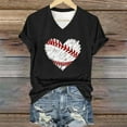 thumbnail image 6 of Black Womens Blouses Women's Baseball Festival Solid Color Baseball Printed V Neck Short Sleeved Top Ladies Tops and Blouses, 6 of 6