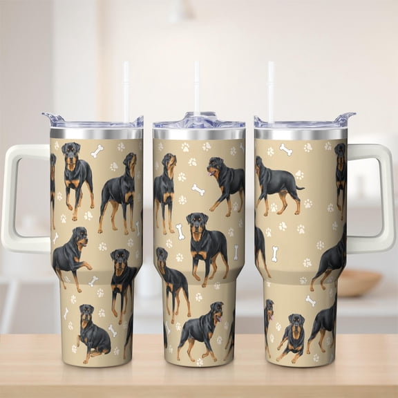 Dog tumbler 40 oz tumbler with handle and straw 304 stainless steel travel cup coffee mug water bottle suitable as a gifts for women gift for dog lovers