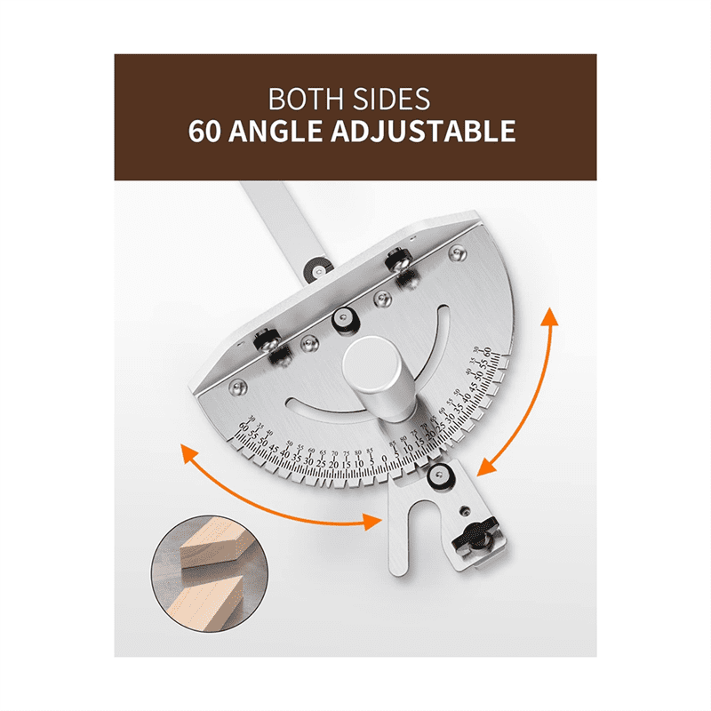 Miter Gauge, Table Saw Miter Gauge with 120 Angled Ends and a Repetitive Cut Flip Stop for Table Saw