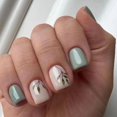 thumbnail image 1 of 24pcs Square Head Fake Nails Fashion Wearable French Ballet Nails Manicure Butterfly Nail Tips Flash Full Cover Press on Nails LU, 1 of 6