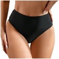 thumbnail image 2 of Linfrsh Women's High Waisted Bikini Bottoms Tummy Control Tankini Swimsuit Bathing Suit Bottoms for Women Plus Size Bikini Bottom Black,S, 2 of 7
