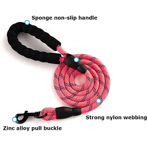 cuerda reflectante atada al collar del animal doméstico, con hebilla de metal duradera cuerda de sombrilla anti-masticación, adecuada para perros medianos y grandes (rojo)