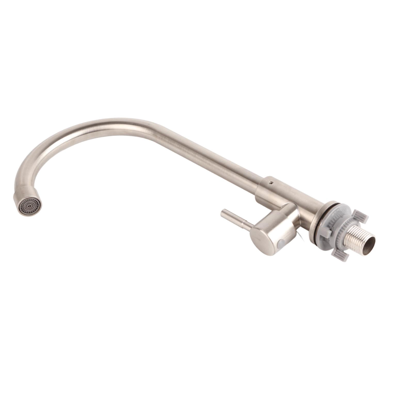 YAHHU 360° Rotating Stainless Steel Single‑Pin Kitchen Faucet – 1/2” Thread, Ergonomic Handle, Leak‑Proof Ceramic Spool