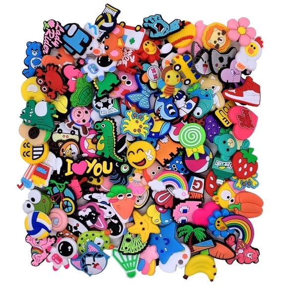Keismodye 100PCS Premium Shoe Charms Assortment - Assorted Animal and Plant Charms Decorative Accessories