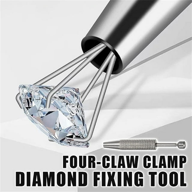 Stainless Steel Jewelry Claw Pliers 4-Prong Diamond Setting Tool for Earrings Necklace Rings Gemstone Grip Secure Spring-Loaded Precision Crafting Jewelers Tweezers