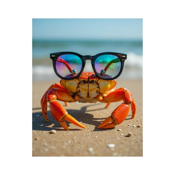 Paint by Numbers Kit for Adults, Crab On Beach With Sunglasses Paint by Numbers, Easy Paint by Numbers Kit for Adults Beginner, DIY Adult Paint by Number Kits on Canvas, Home Decor 12x16in