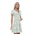 thumbnail image 1 of Women’s A Line Traditional Summer Dress, Retro Triangle Arrangement, Cross Wrap V Neck, 6 Sizes, by Ambesonne, 1 of 2
