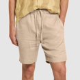thumbnail image 2 of Pantalones de Hombre Elástico Cintura Músculo Casual Imitación Algodón Lino Textura Atado Cinco Cuartos de Pantalones Cortos, 2 of 9