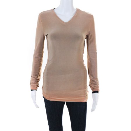 Pre-owned|Dolce & Gabbana Womens Long Sleeve Layered Top Beige Black Size 40 Italian