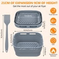thumbnail image 3 of LIZEVINC Silicone Air Fryer Liners, Foldable & Thickened with Handles, 3-Pack 8.2"x3.5" Extra Deep Reusable Baskets with Oil Brush, Non-Stick 8inch Air Fryer Accessories, Gray, 3 of 11
