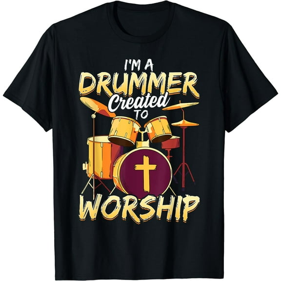 Christian Drummer T shirts for Men Worship Drummer T-Shirt