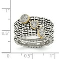 thumbnail image 3 of Sterling Silver Two Tone Silver And Gold Plated Sterling Silver w/Diamond 3 Stackable Rings, 3 of 3