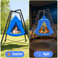thumbnail image 3 of Yacona X-Shaped Swing Set, Sensory Swing with Stand, 330lbs Swing Stand Frame with Play Tent, Hammock Chair for Kids and Adults, Blue, 3 of 9
