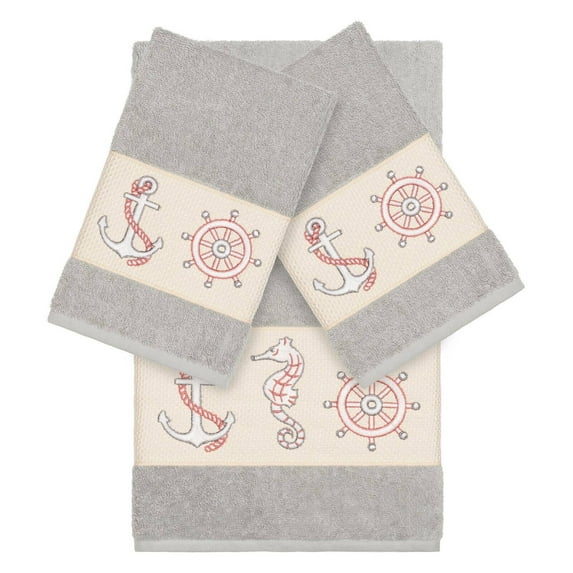 Linum Home Textiles Easton Turkish Cotton Embellished Towel Set