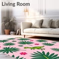 thumbnail image 2 of ODIKA 4'x6' Machine Washable Non-Slip Area Rug, Ancient Reptile Featuring Forest Creatures High Traffic Rug with Pad, Pink, 723324, 2 of 8