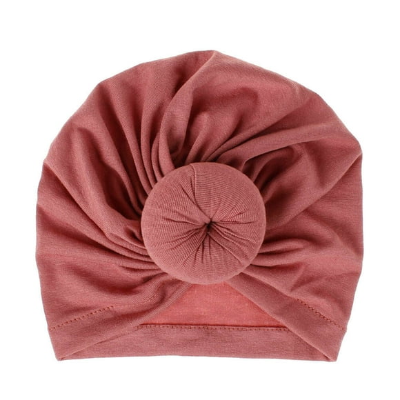 EeaseCA Knitted Cotton Cloth Baby Hat Doughnut Beanie Solid Color Headwear for Infant Toddler (Cameo Brown)